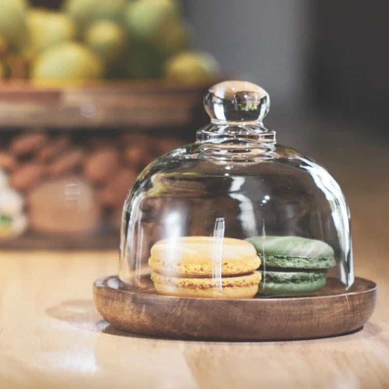 Glass Airtight Wooden Lid Kitchen Storage Jar