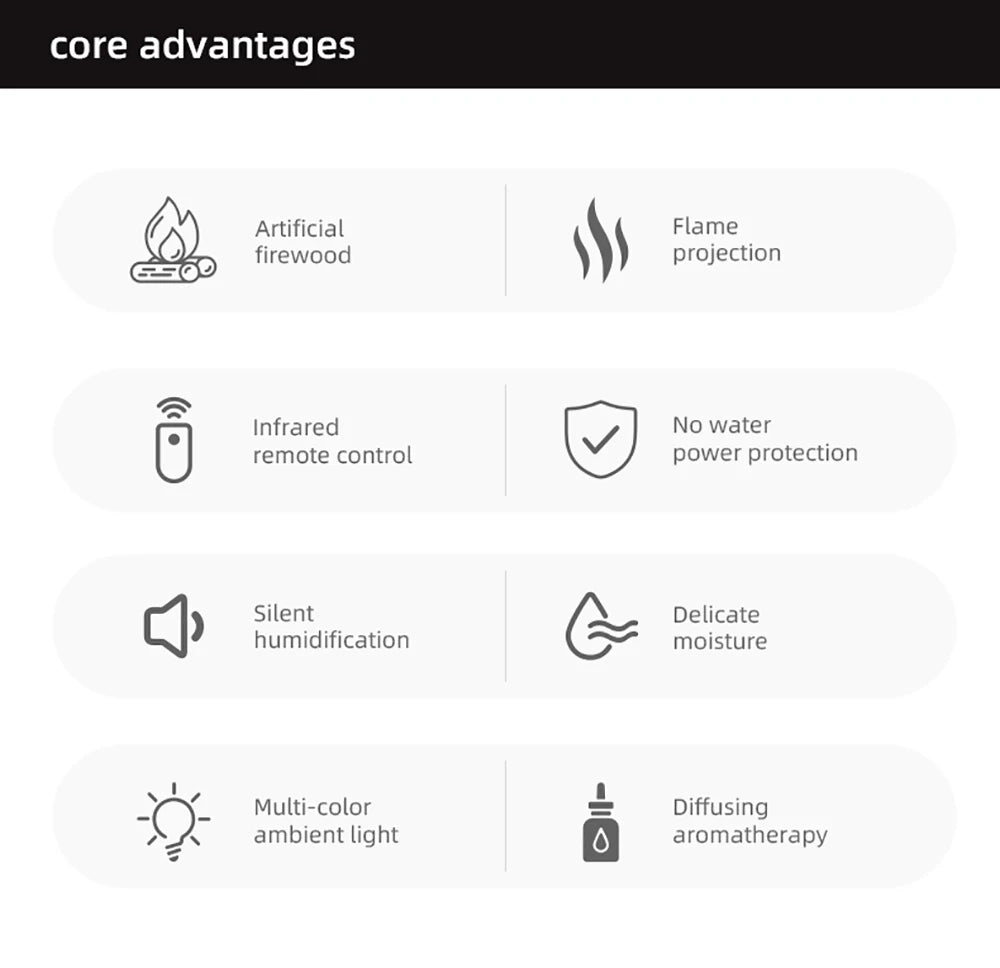 Flame Aroma Diffuser — Relaxing Flame Effect With LED Light & Auto Shut Off