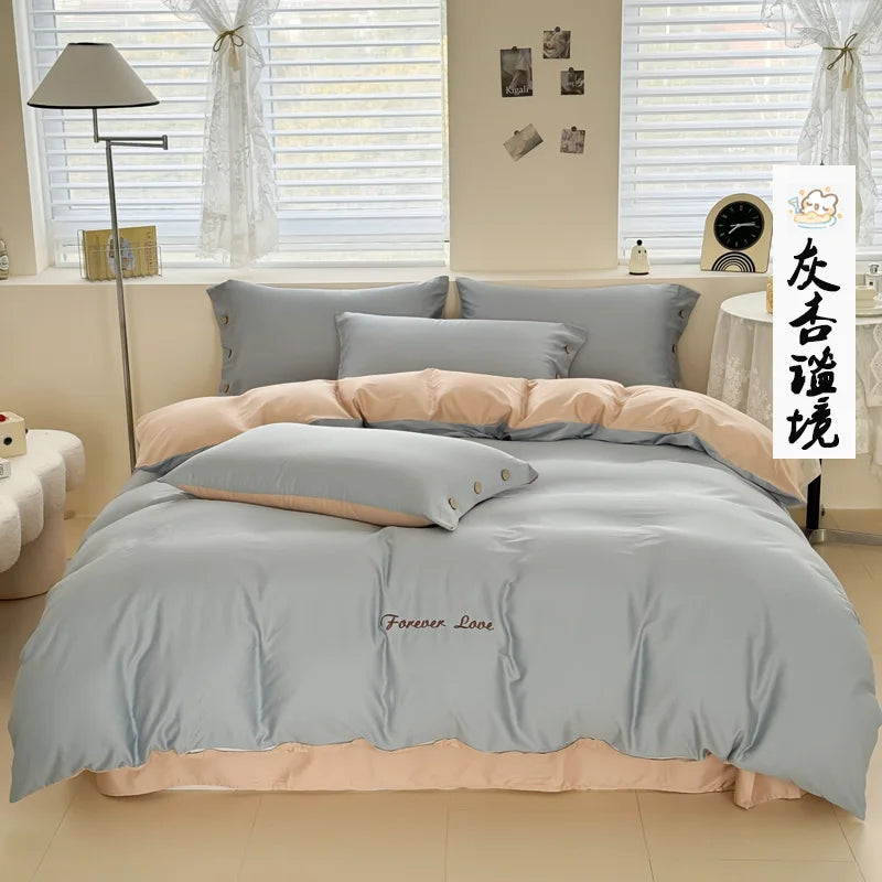 100% Cotton Two Tone Soft Skin Friendly Duvet Cover Set