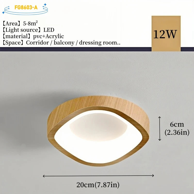 Nordic Minimalist Wood Grain Surface Mounted Ceiling Lamp