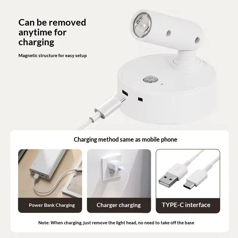 Magnetic Base USB Rechargeable Cordless Dimmable Wall Lamp