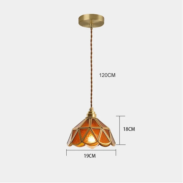 Retro Copper Tiffany Stained Glass Wall Lamp