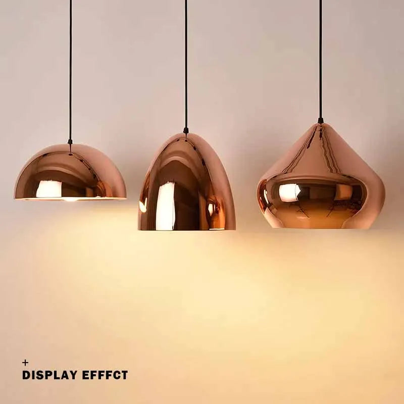 Nordic Rose Gold Metal Dining Pendant Lamp