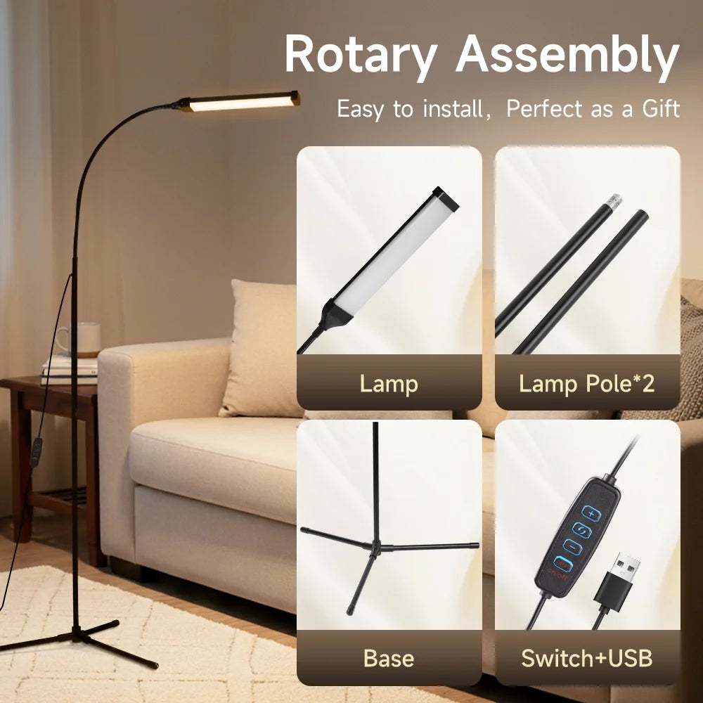 Dimmable USB Gooseneck Floor Lamp