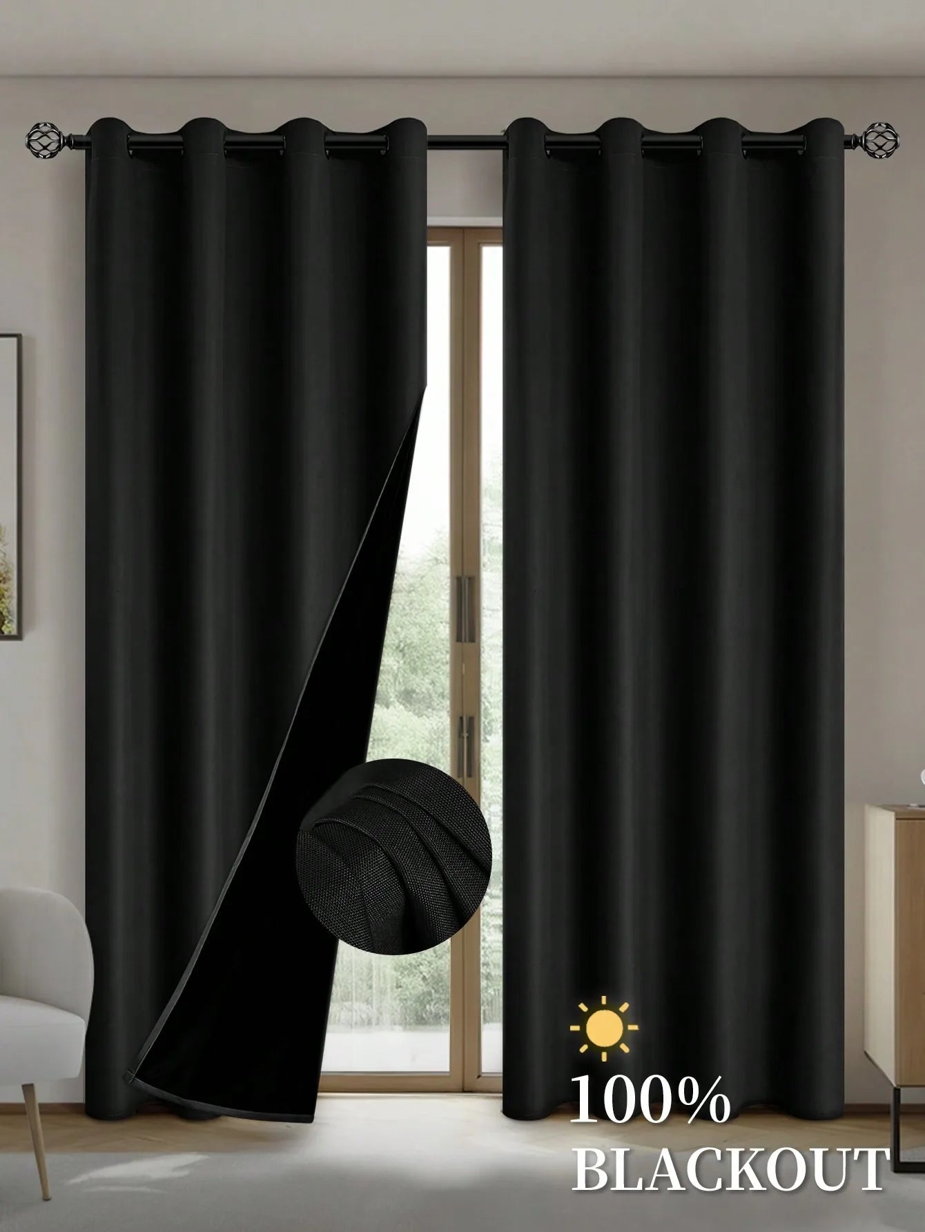 Blackout Drapes — 100% Light Blocking Privacy Drapes with Grommets