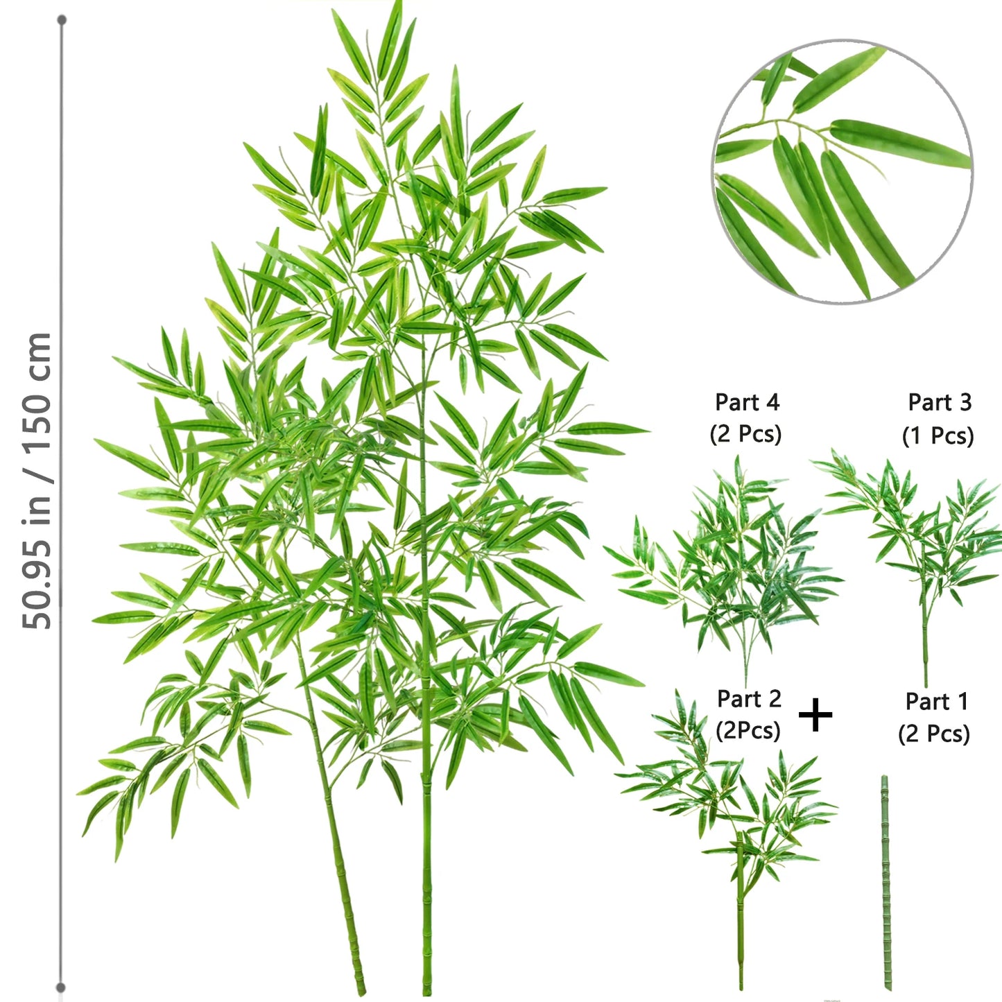 Green Silk Artificial Bamboo Branch Plant