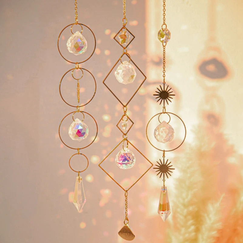 Crystal Moon Star Rainbow Suncatcher Wind Chime