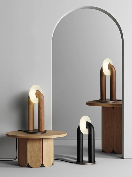 Vintage Wood Table Lamp — Solid Wood Lamp With Touch Control & Dimmable LED Lighting