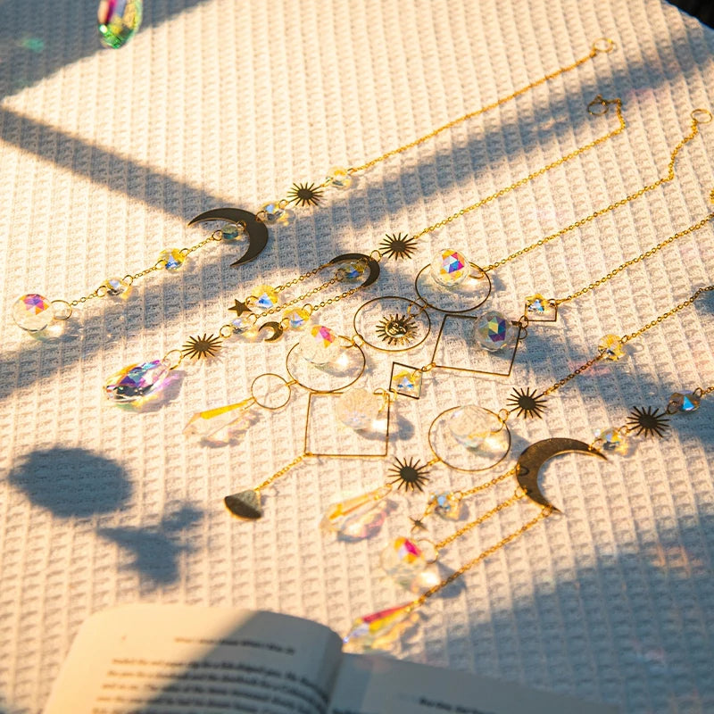 Crystal Moon Star Rainbow Suncatcher Wind Chime