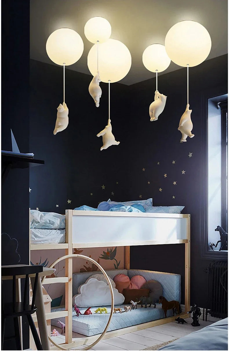 Cartoon Bear Acrylic Bedroom Ceiling Lamp