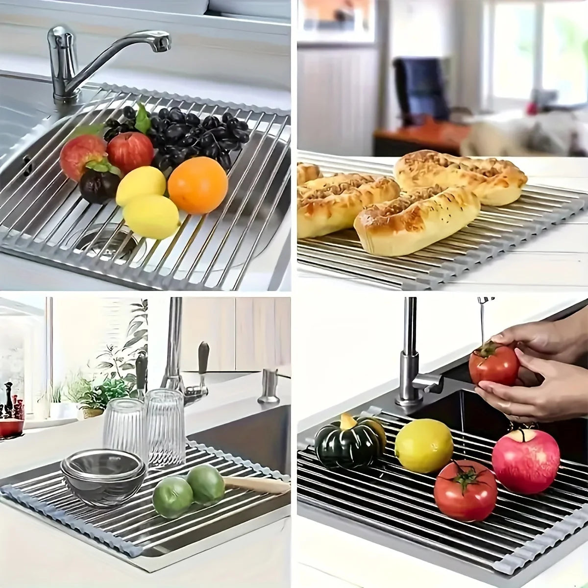 Foldable Stainless Steel Sink Drying Drain Rack