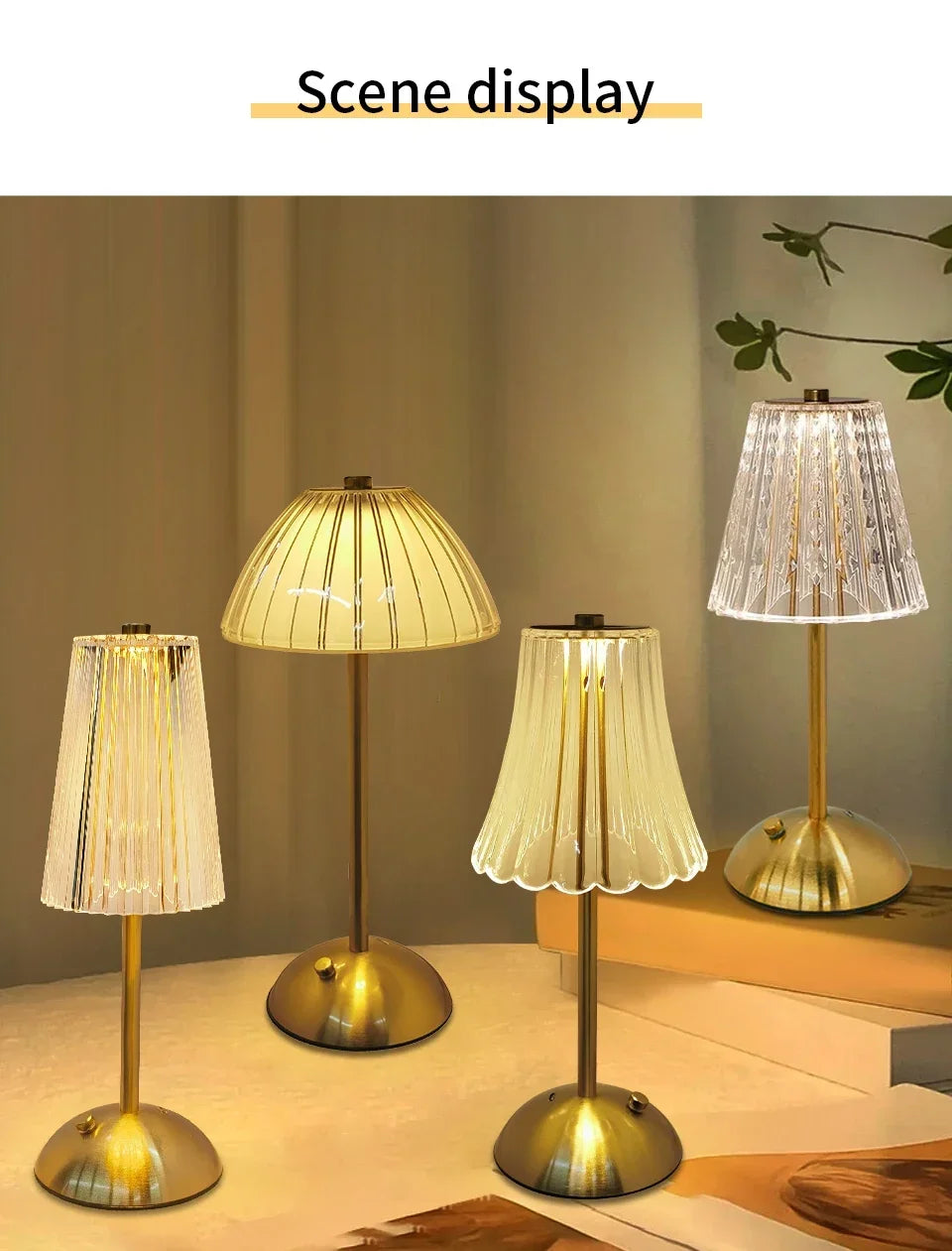 Rechargeable Touch Crystal Dimmable Night Lamp