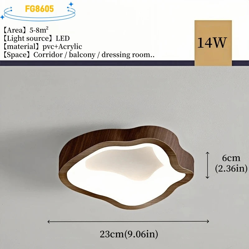 Nordic Minimalist Wood Grain Surface Mounted Ceiling Lamp