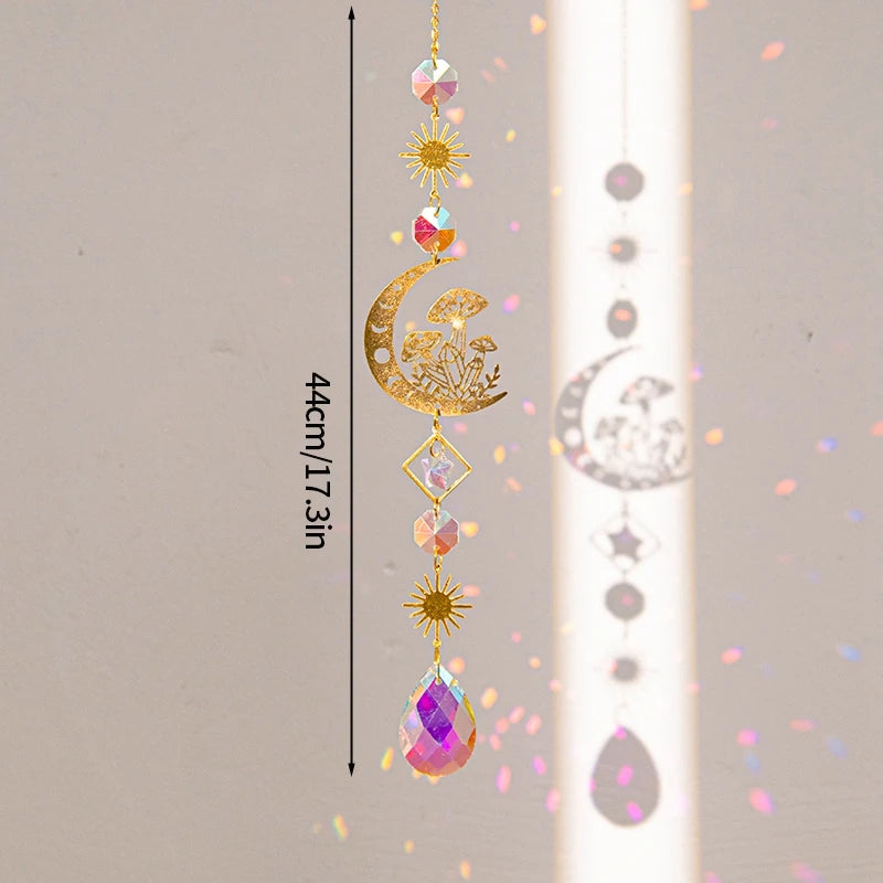 Crystal Moon Star Rainbow Suncatcher Wind Chime