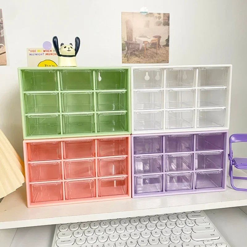 Transparent 9 Grid Desktop Office Drawer Organizer