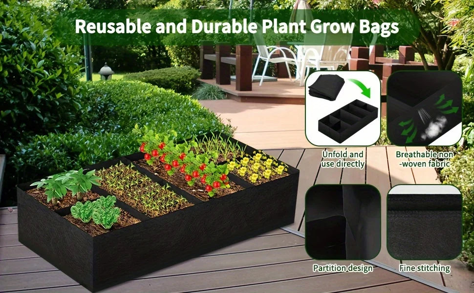 Breathable 8 Grid Raised Garden Bed Grow Bags