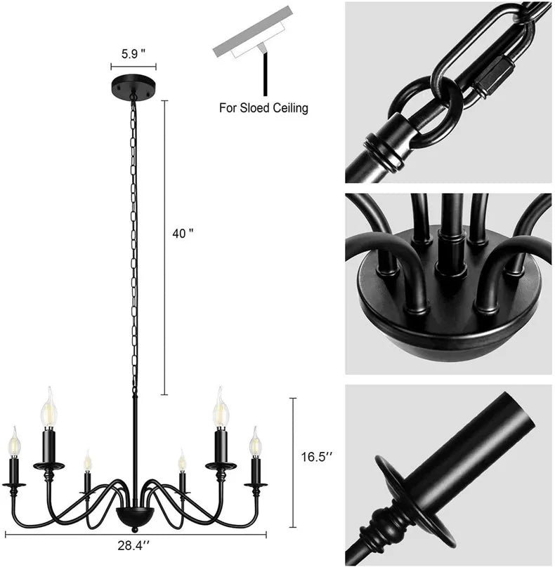 Retro Black Gold Loft Chandelier