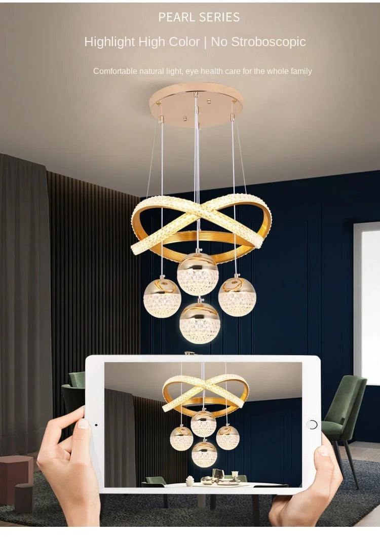 Nordic Iron Acrylic Art Deco LED Chandelier