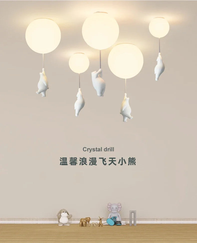 Cartoon Bear Acrylic Bedroom Ceiling Lamp