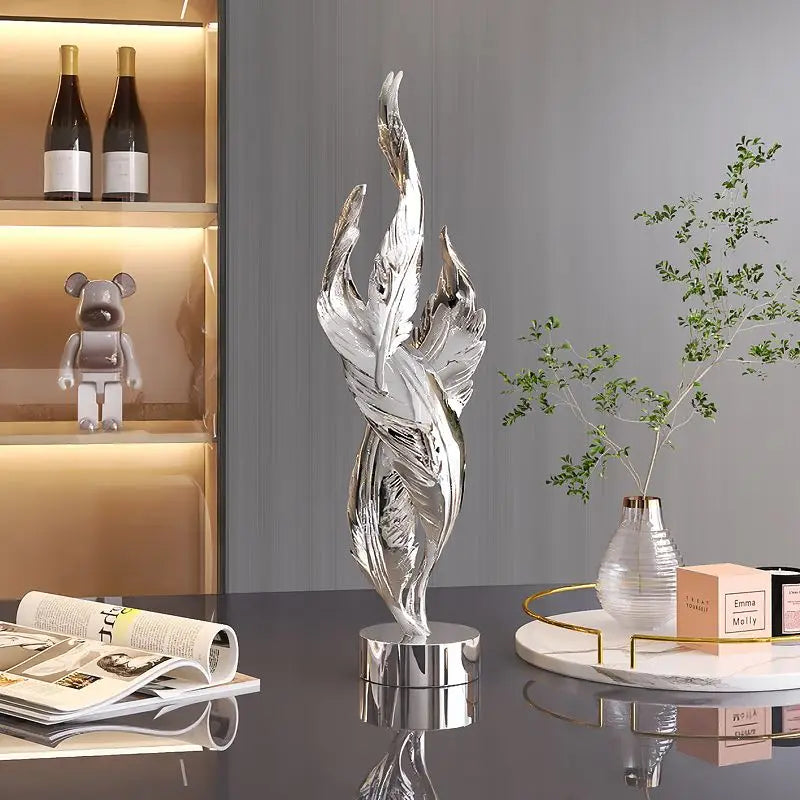 Modern Creative Feather Resin Desktop Sculpture