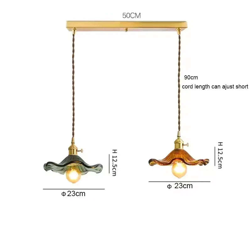 Copper Colorful Glass Ceiling Pendant Lamp