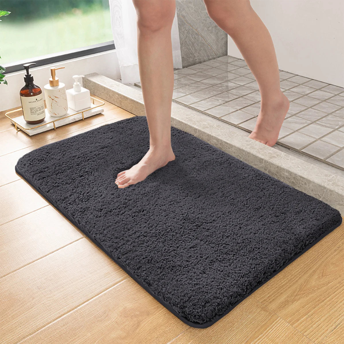 Furry Long Hair Non-Slip Absorbent Bathroom Floor Mat