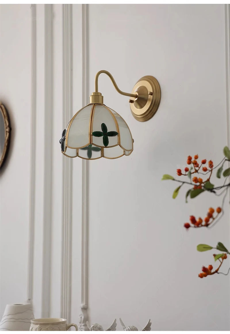 Retro Copper Tiffany Stained Glass Wall Lamp