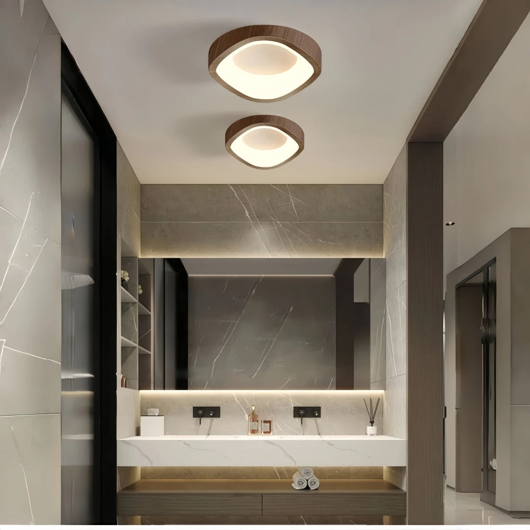 Nordic Minimalist Wood Grain Surface Mounted Ceiling Lamp