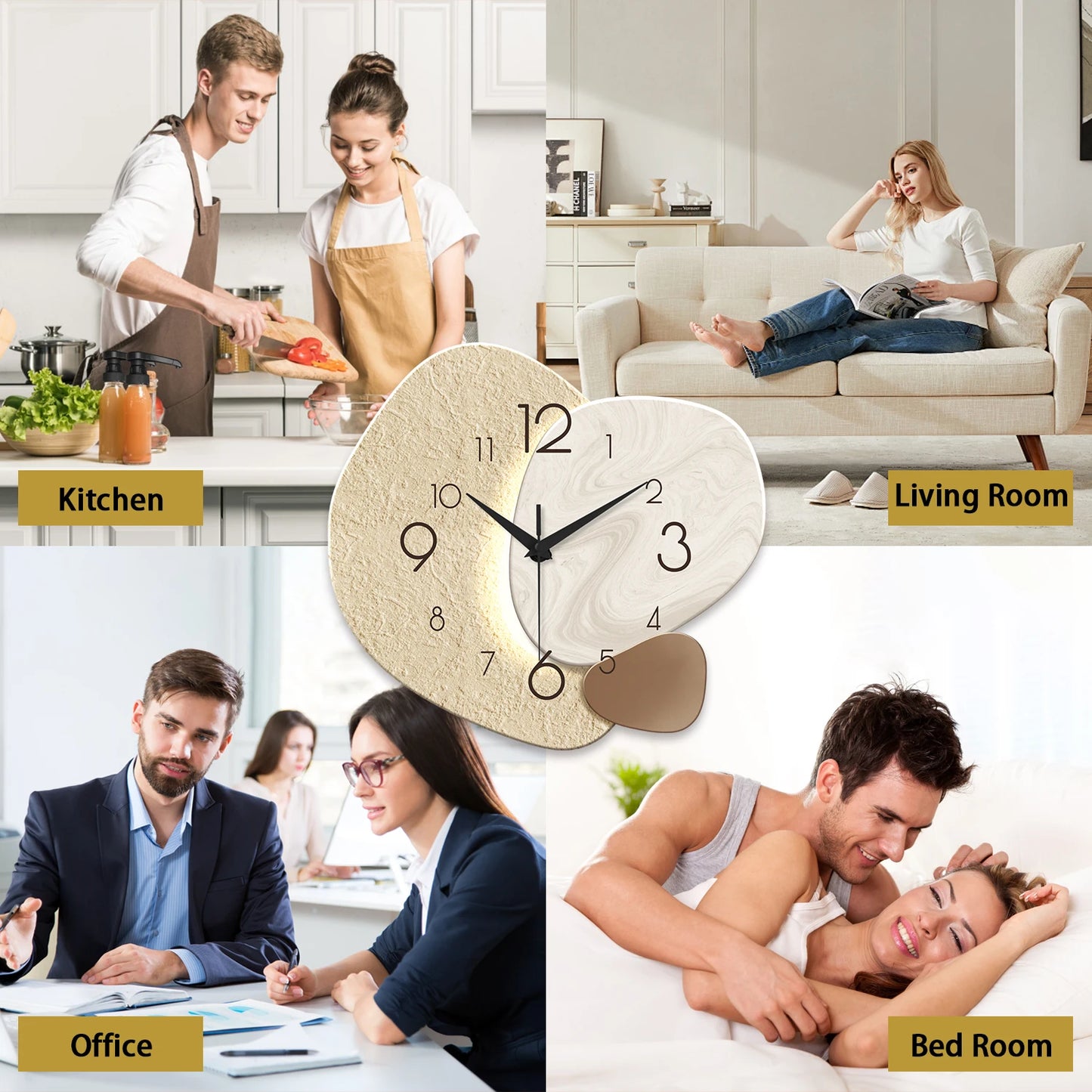 Geometric Modern Silent Quartz Bedroom Wall Clock