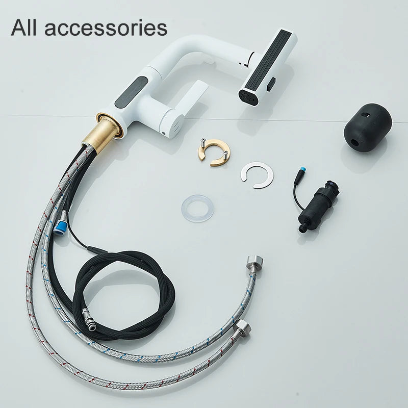 Digital Temperature Display Pull Out Basin Faucet
