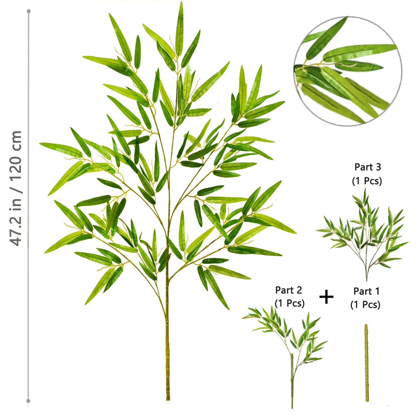Green Silk Artificial Bamboo Branch Plant