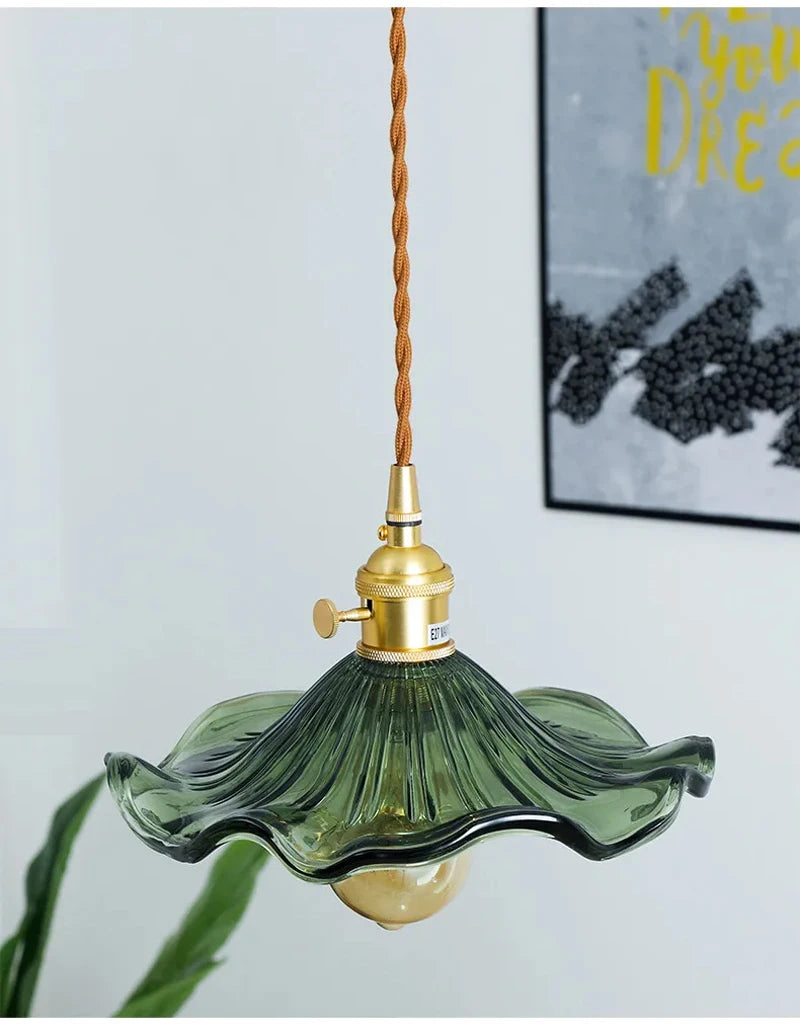 Copper Colorful Glass Ceiling Pendant Lamp
