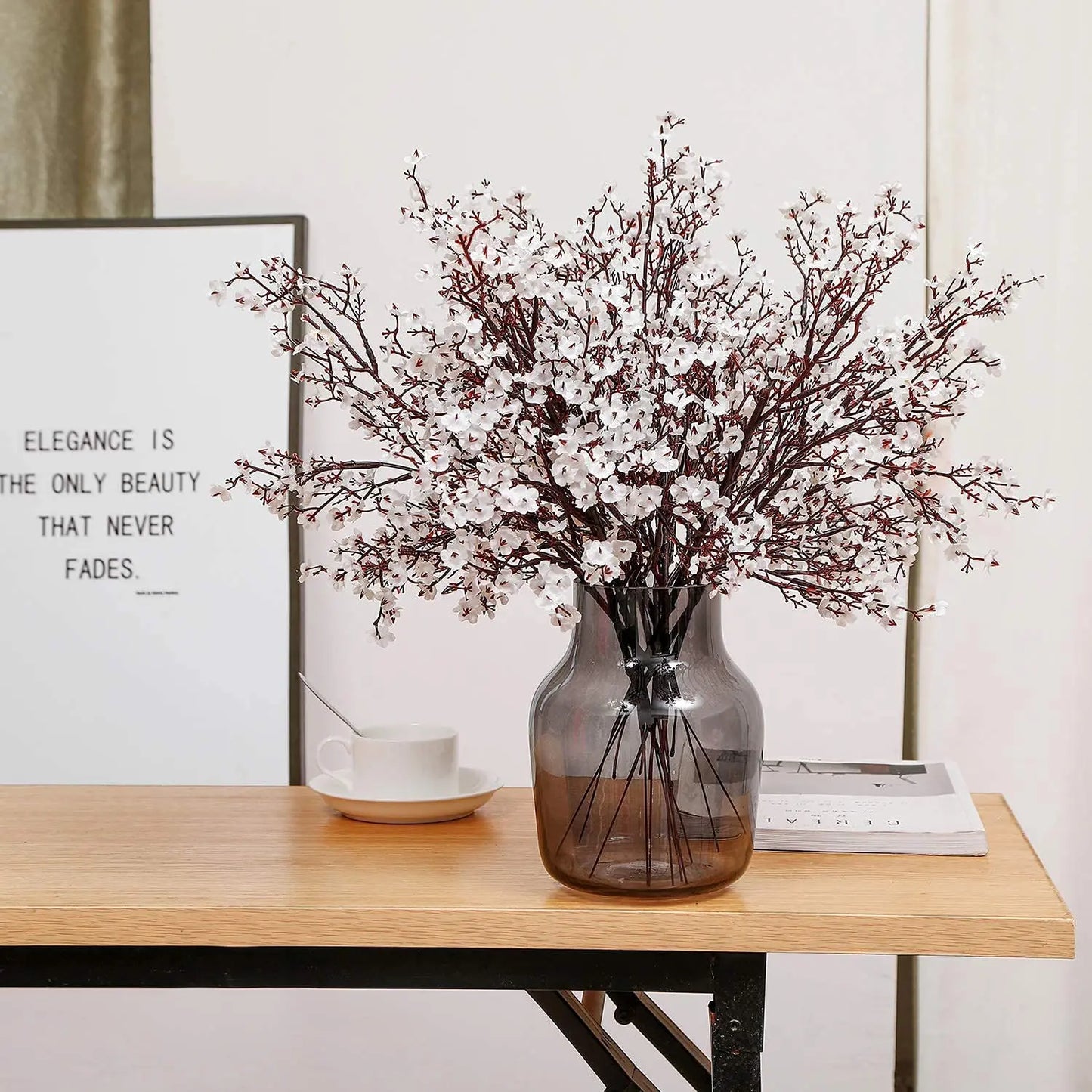Artificial Cherry Blossoms - Silk Flower Bouquet for Indoor & Outdoor Garden Decor