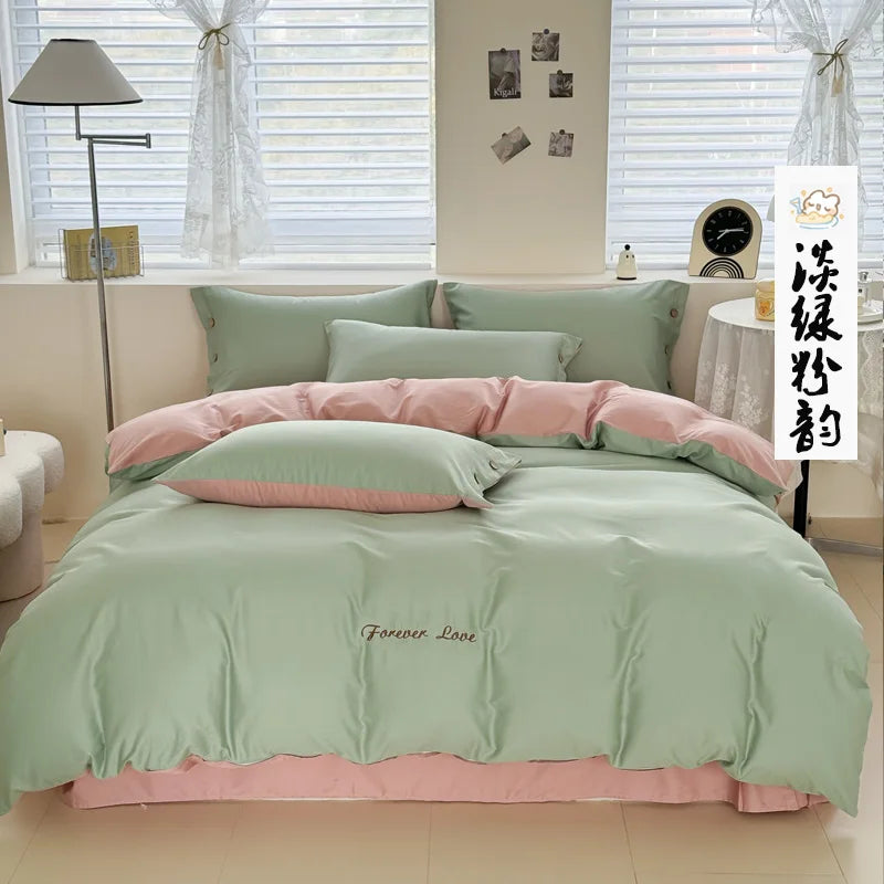 100% Cotton Two Tone Soft Skin Friendly Duvet Cover Set