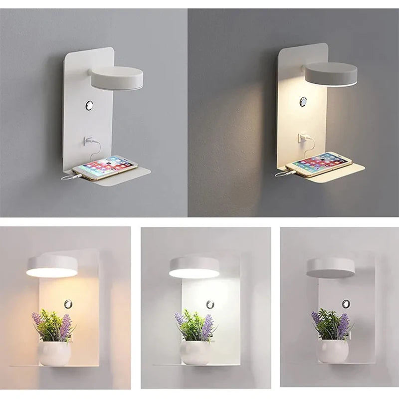 USB Charging Touch Switch Bedroom Wall Lamp