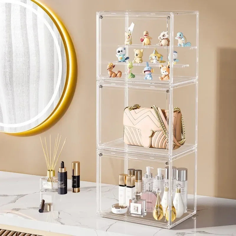 Stackable Magnetic Door Clear Plastic Display Storage Box