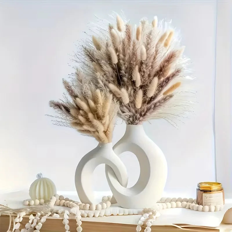 White Plastic Vessel Set — European Style Simple Home Decor for Living Room & Entryway