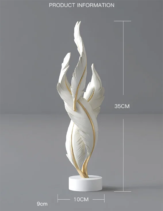 Modern Creative Feather Resin Desktop Sculpture