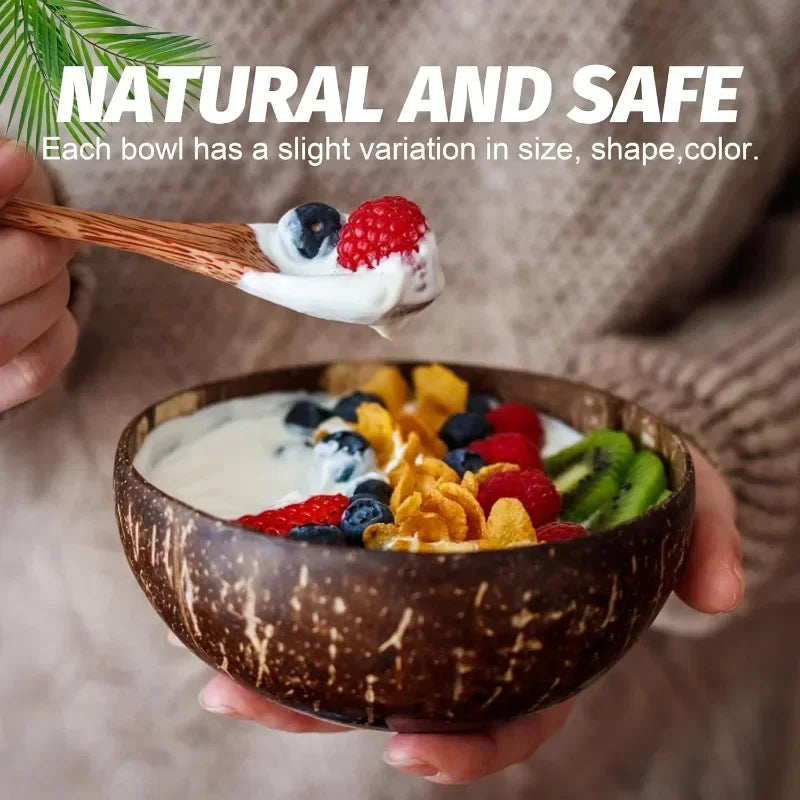 Eco Friendly Natural Coconut Bowl Set with Spoon