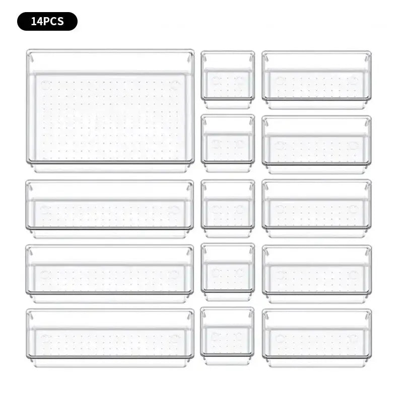 Clear Plastic Drawer Organizer Tray Set