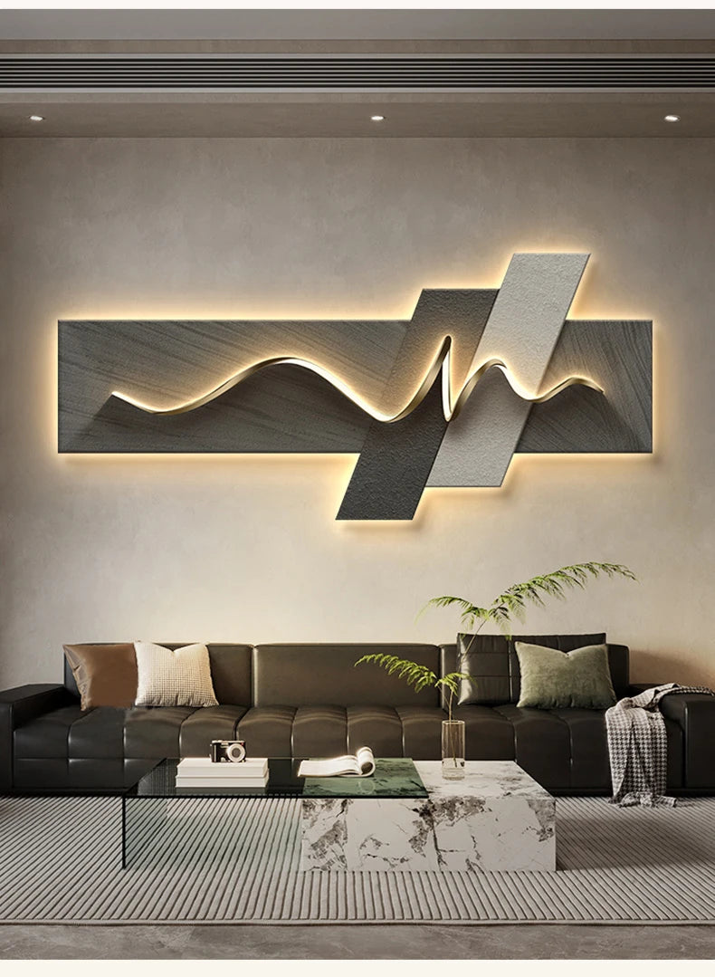 Modern Minimalist Wooden LED Ambient Living Room Wall Lamp