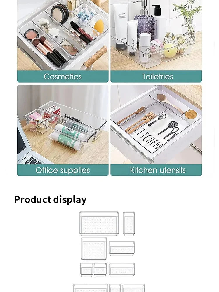 Clear Plastic Drawer Organizer Tray Set