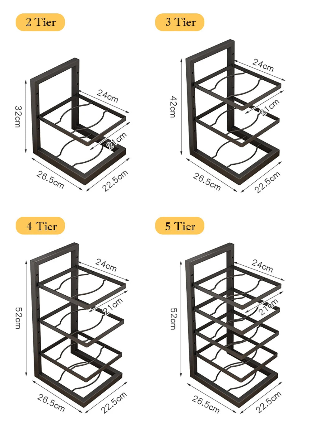 Multi-Layer Adjustable Stainless Steel Pot Rack
