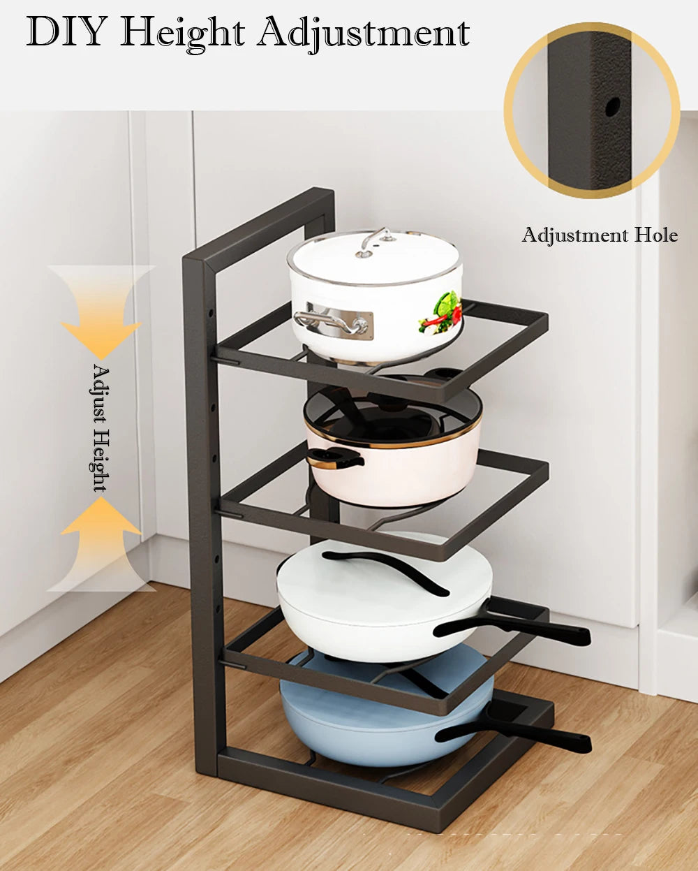 Multi-Layer Adjustable Stainless Steel Pot Rack
