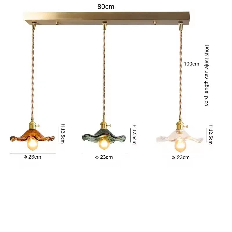 Copper Colorful Glass Ceiling Pendant Lamp