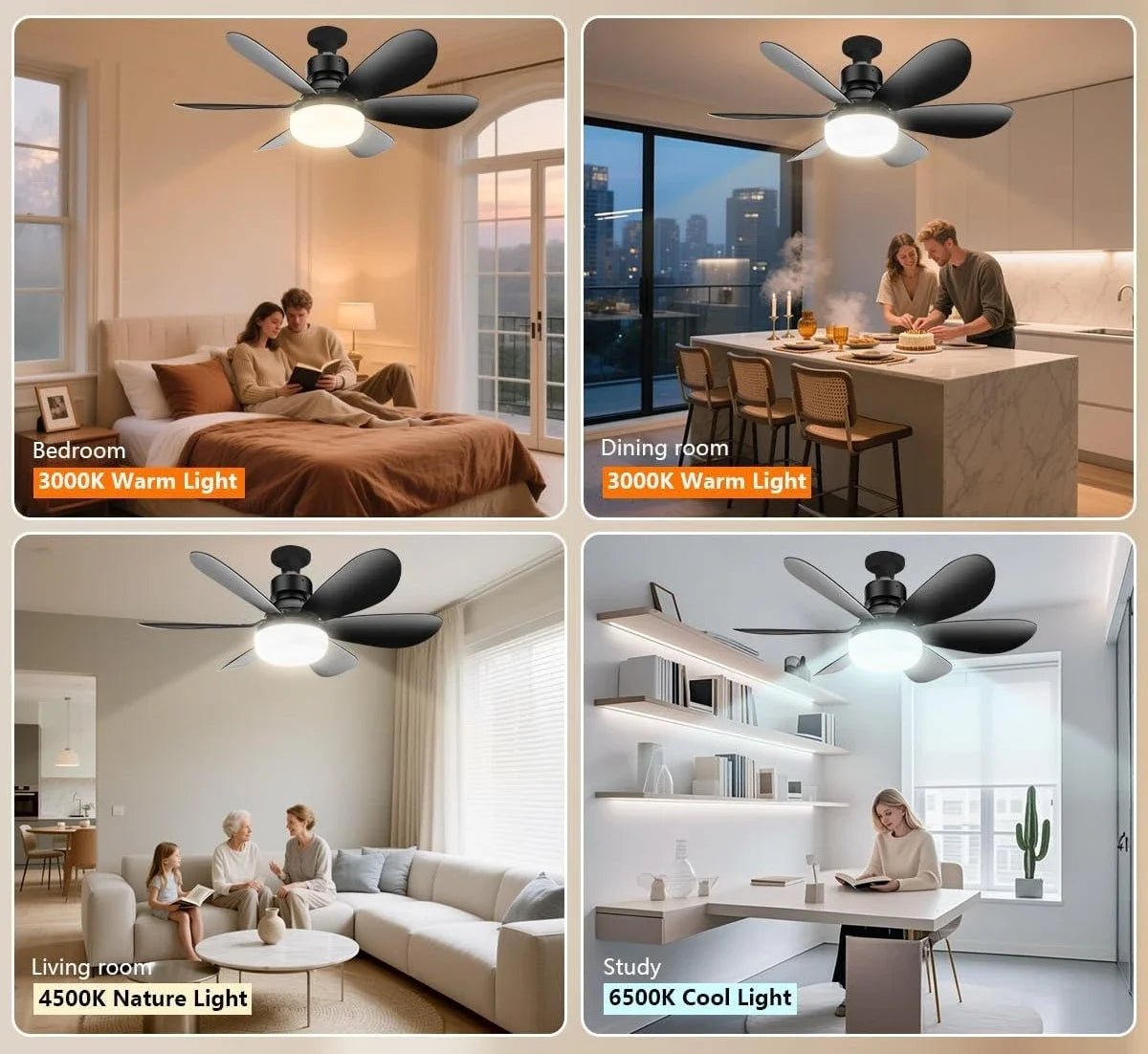 Dimmable E27 Remote Control LED Ceiling Fan Light