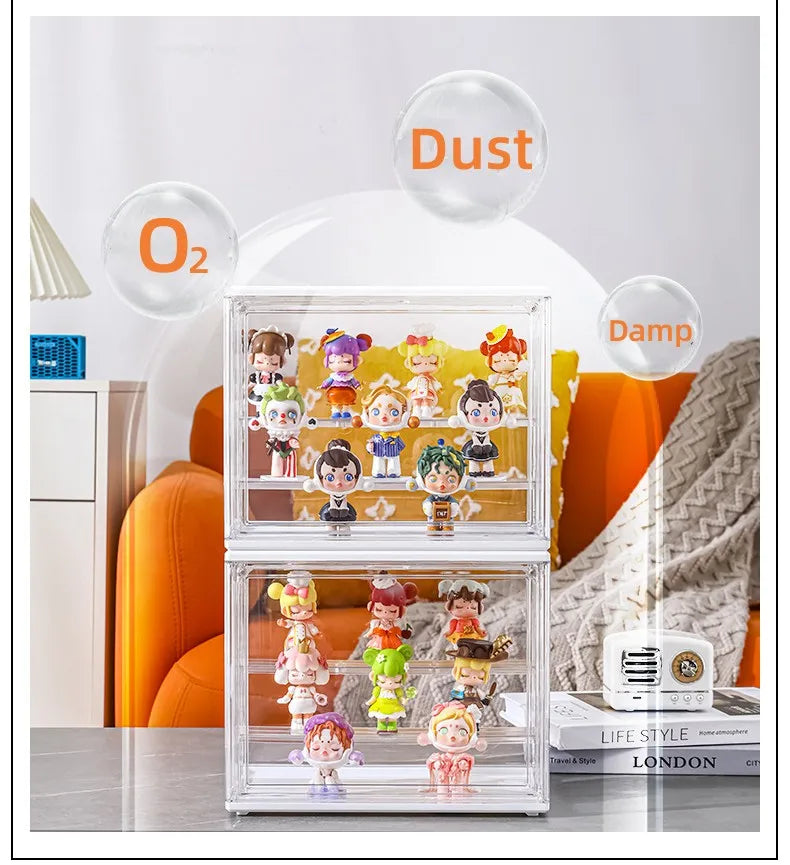 Stackable Magnetic Door Clear Plastic Display Storage Box