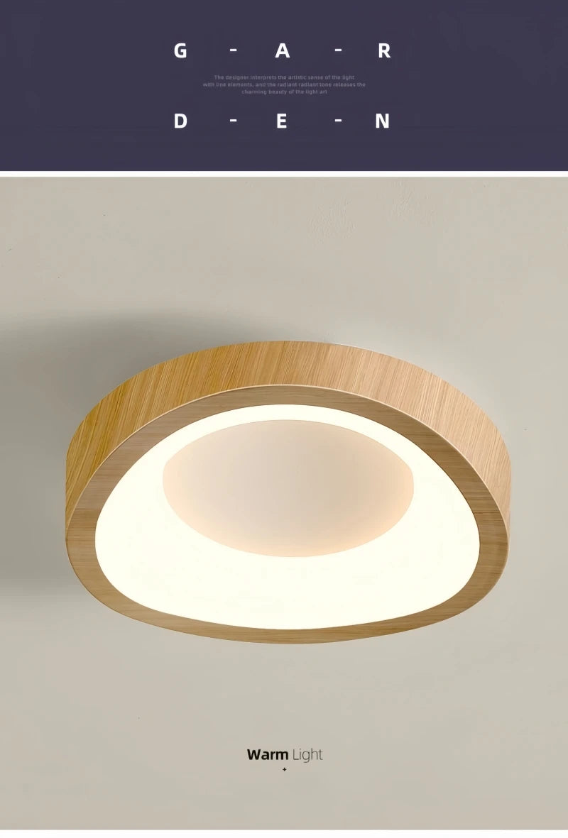 Nordic Minimalist Wood Grain Surface Mounted Ceiling Lamp