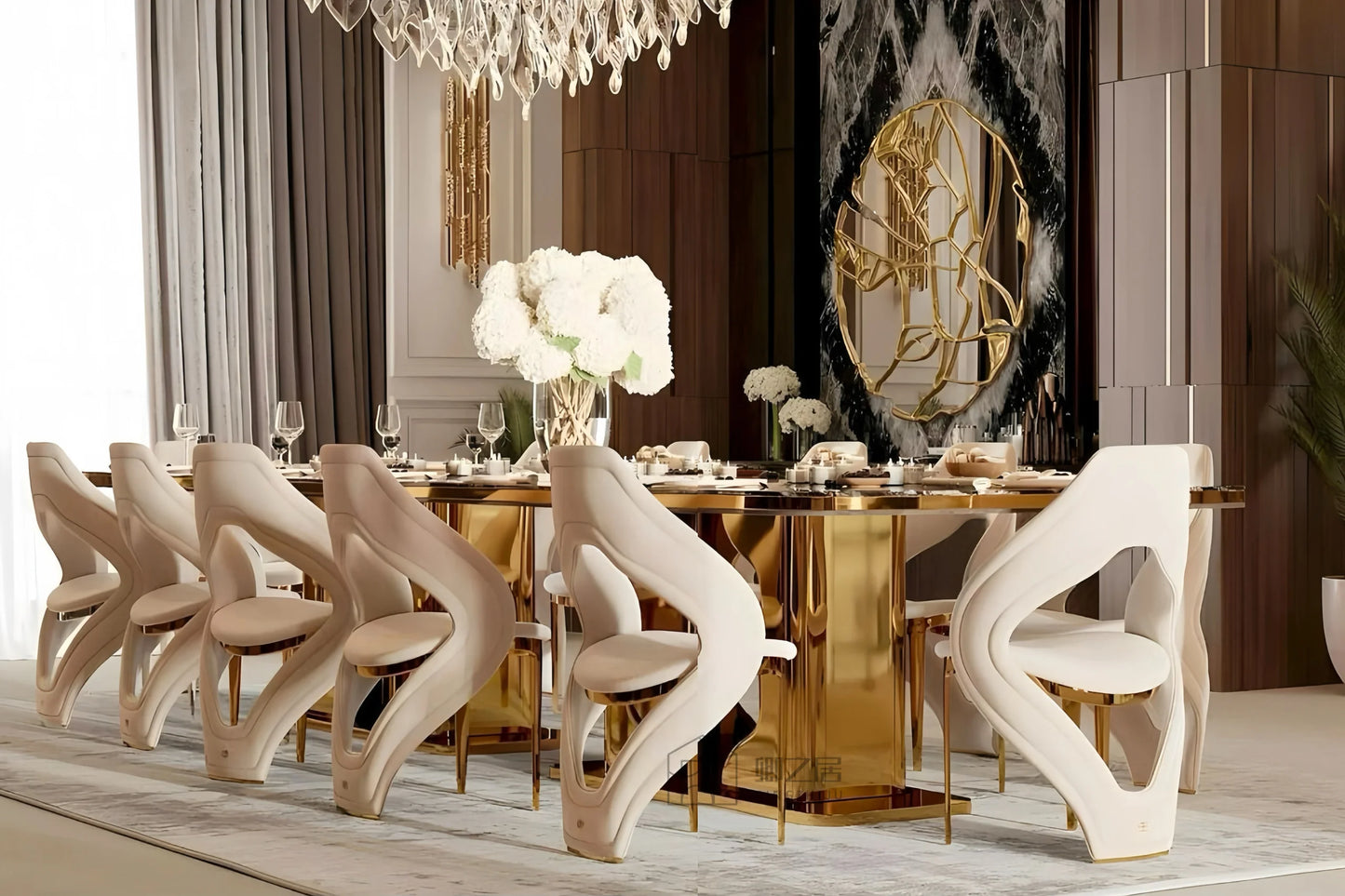 Modern Stainless Steel Cushioned Luxury Dining Chair