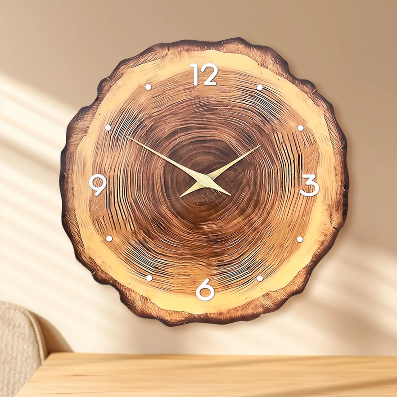 Wooden Wall Timepiece — Bamboo Quartz Circular Timepiece With Solid Wood Pointer Design